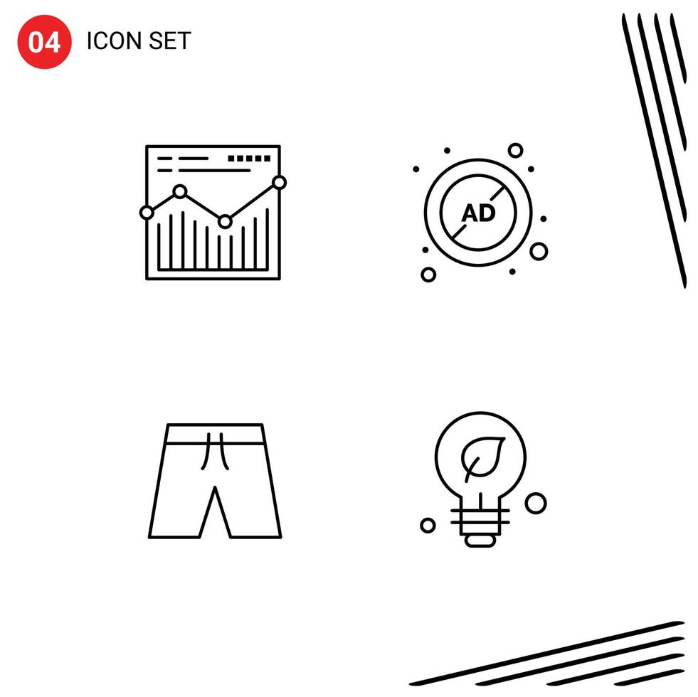 4 Universal Line Signs Symbols of analysis shorts report advertising clothing Editable Vector Design Elements