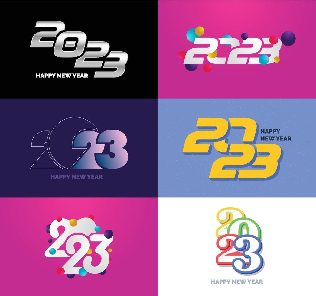 Big Set of 2023 Happy New Year logo text design 2023 number design template vector