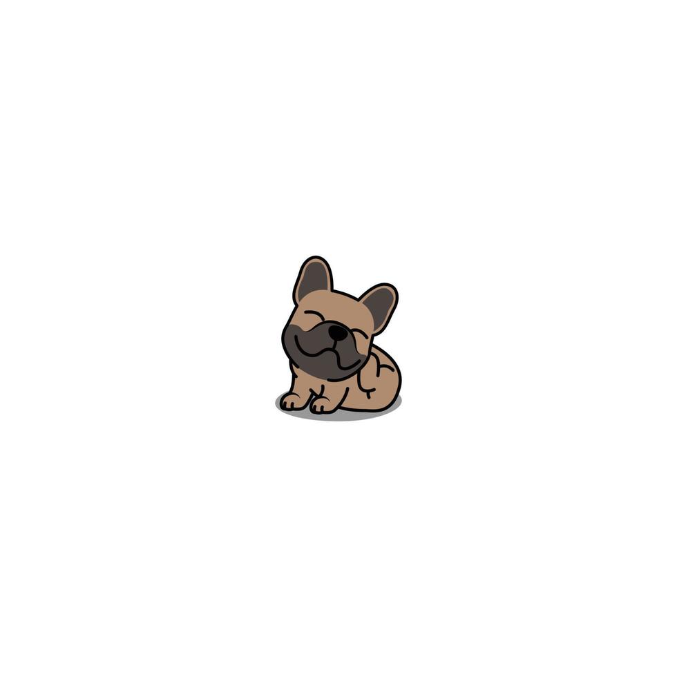 Cute brown french bulldog puppy scratching cartoon, vector illustration
