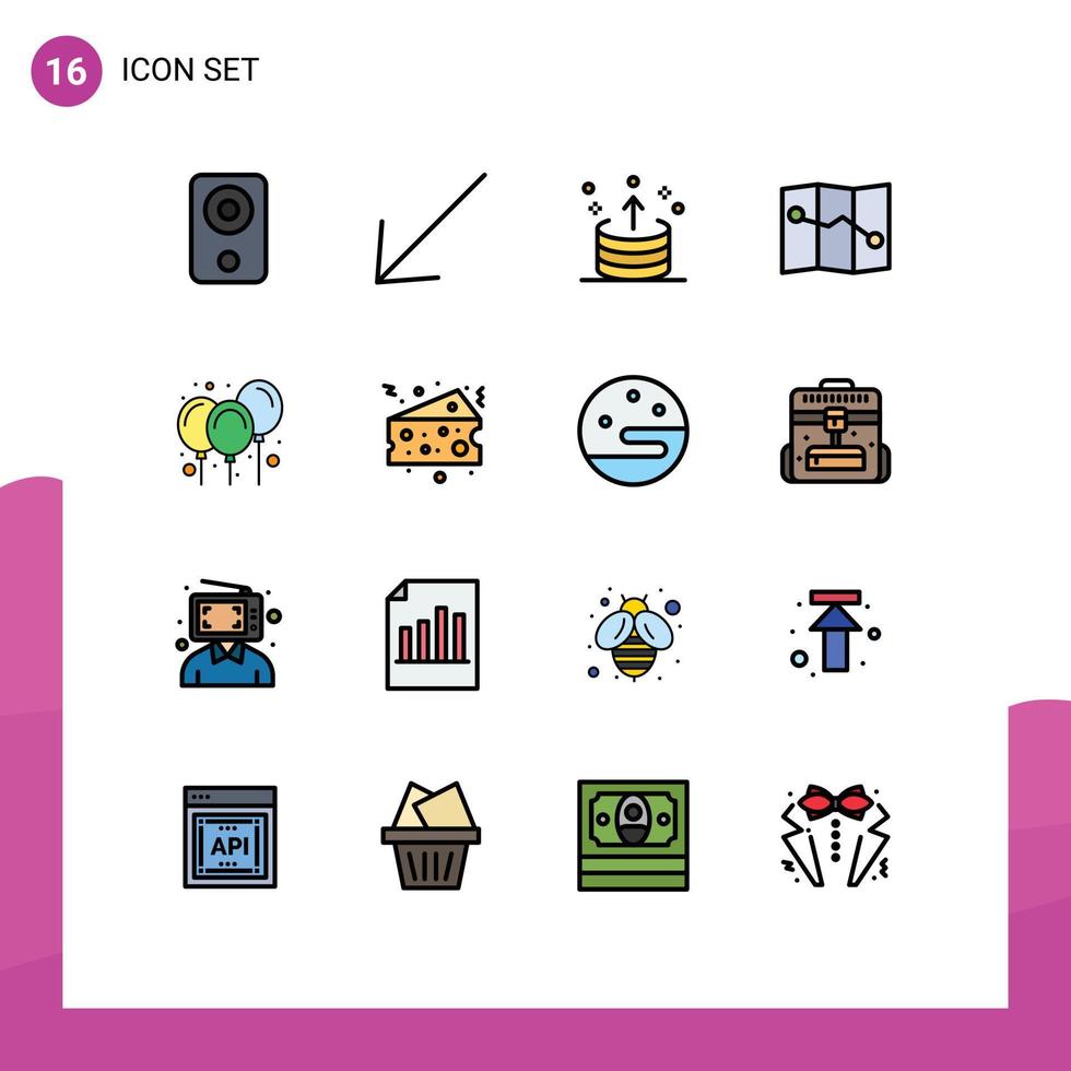 16 iconos creativos signos y símbolos modernos de globos de carnaval flecha apuntando hacia arriba elementos de diseño de vectores creativos editables