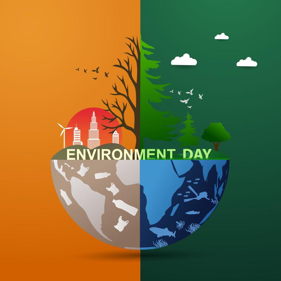 Paper cut art of natural and earth day concept Ecology and environment day background template. Vector illustration