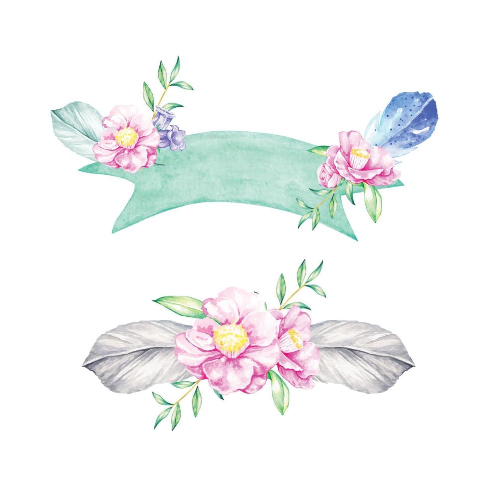 Boho Banner with Feathers vector