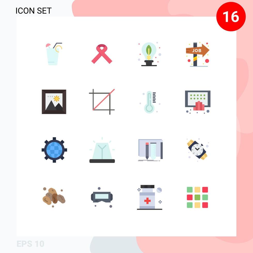 Modern Set of 16 Flat Colors and symbols such as picture gallery day opportunity choice Editable Pack of Creative Vector Design Elements