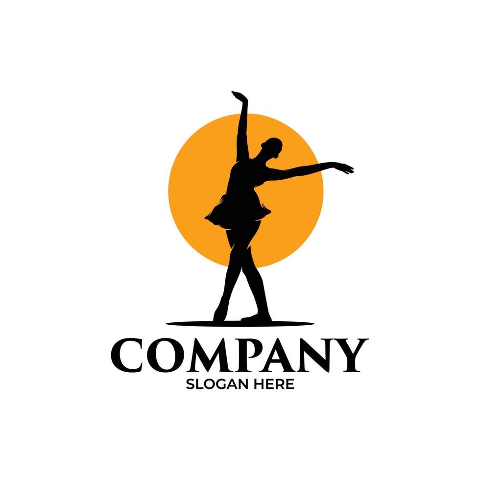 Silhouette of ballet or dance logo design template vector