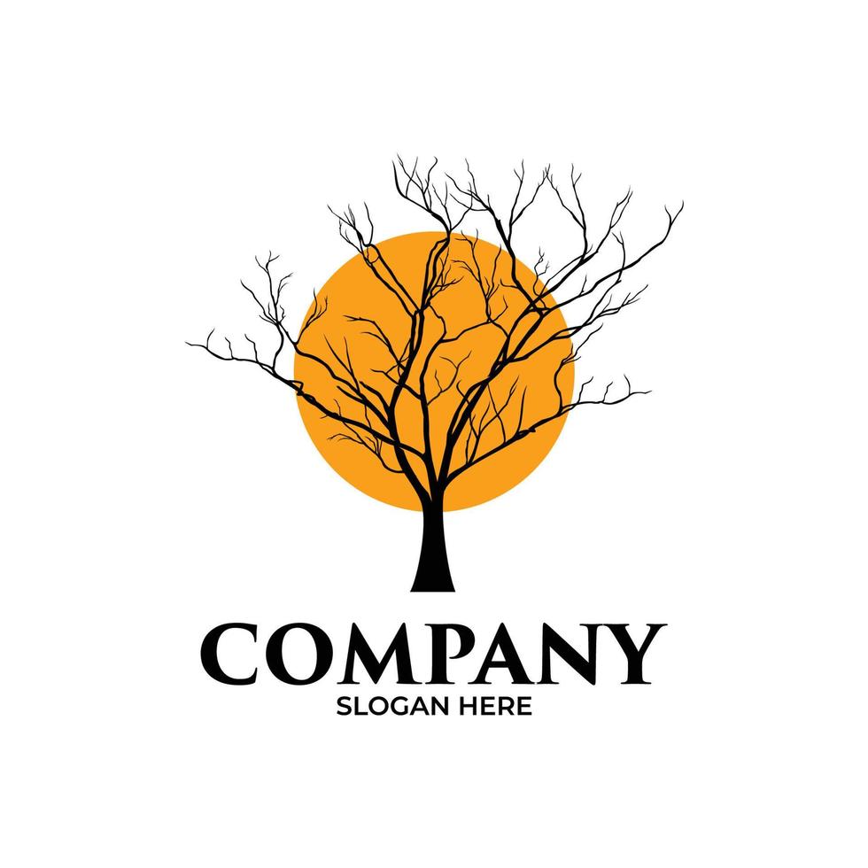 Silhouette of tree logo design inspiration vector