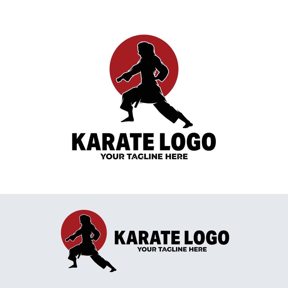 Silhouette of karate logo design template vector