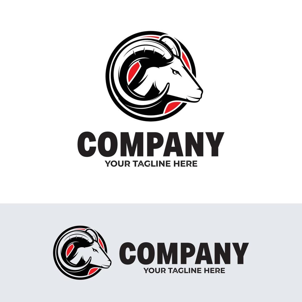 Silhouette of head goat logo design template vector