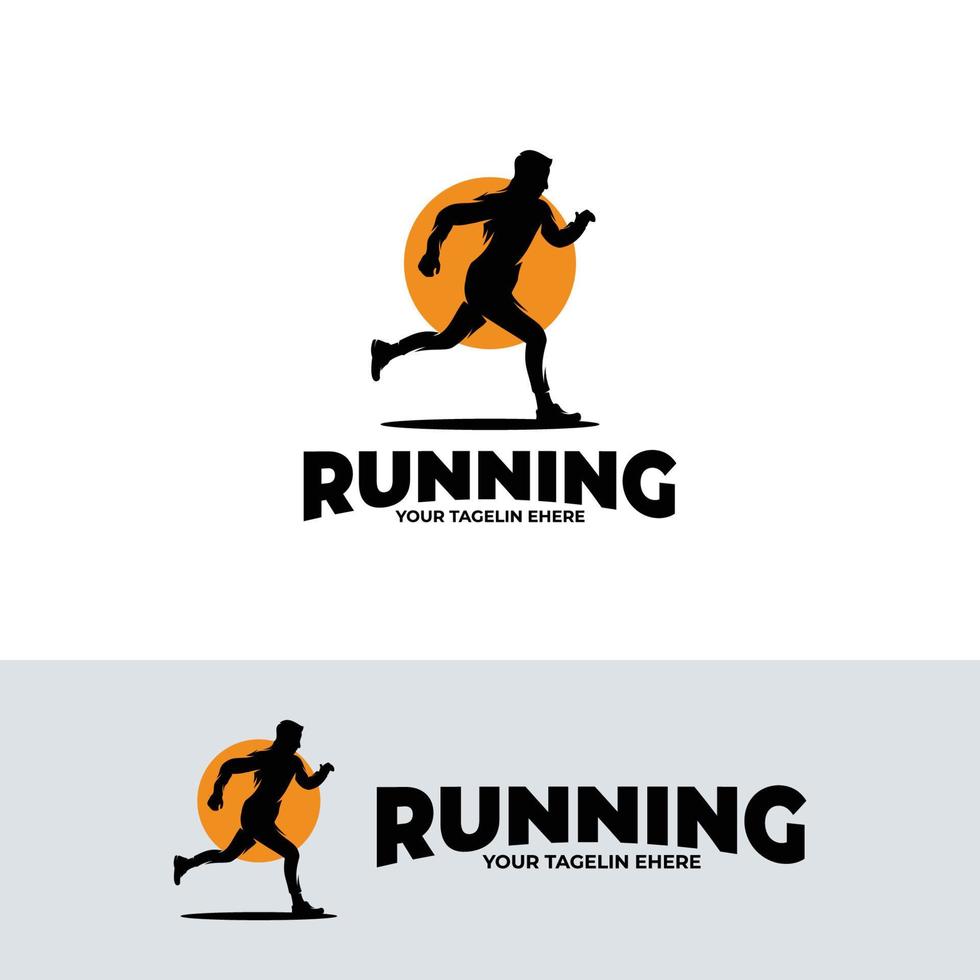 Silhouette of man running logo deign vector
