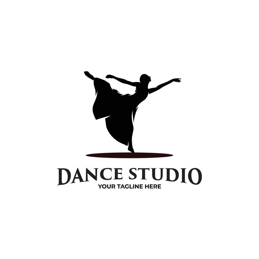 silueta del diseño del logotipo del estudio de danza vector