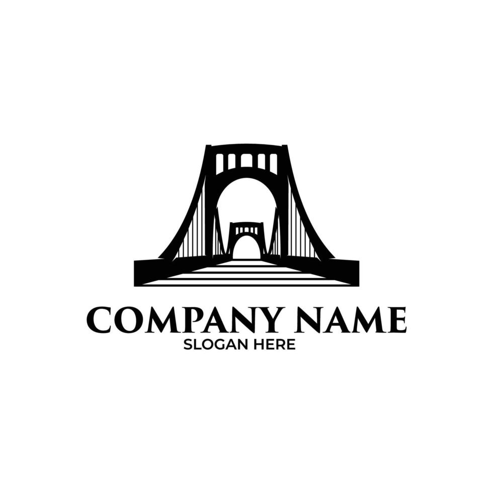 Silhouette of bridge logo design inspiration vector