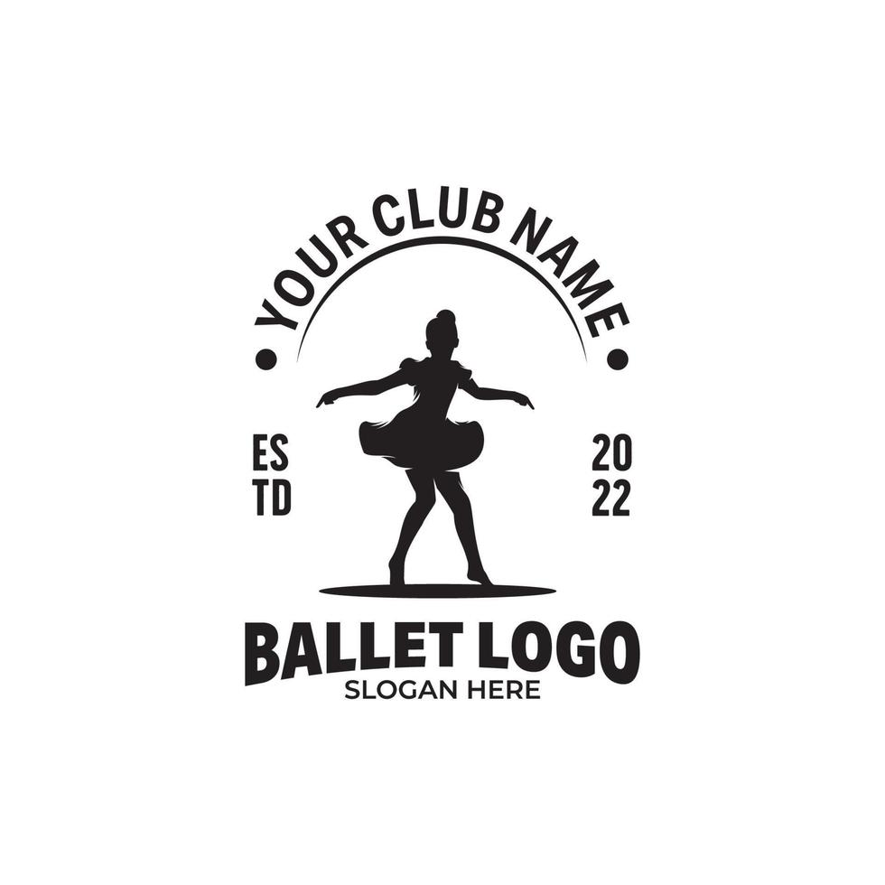 Silhouette of kid ballet logo design vector