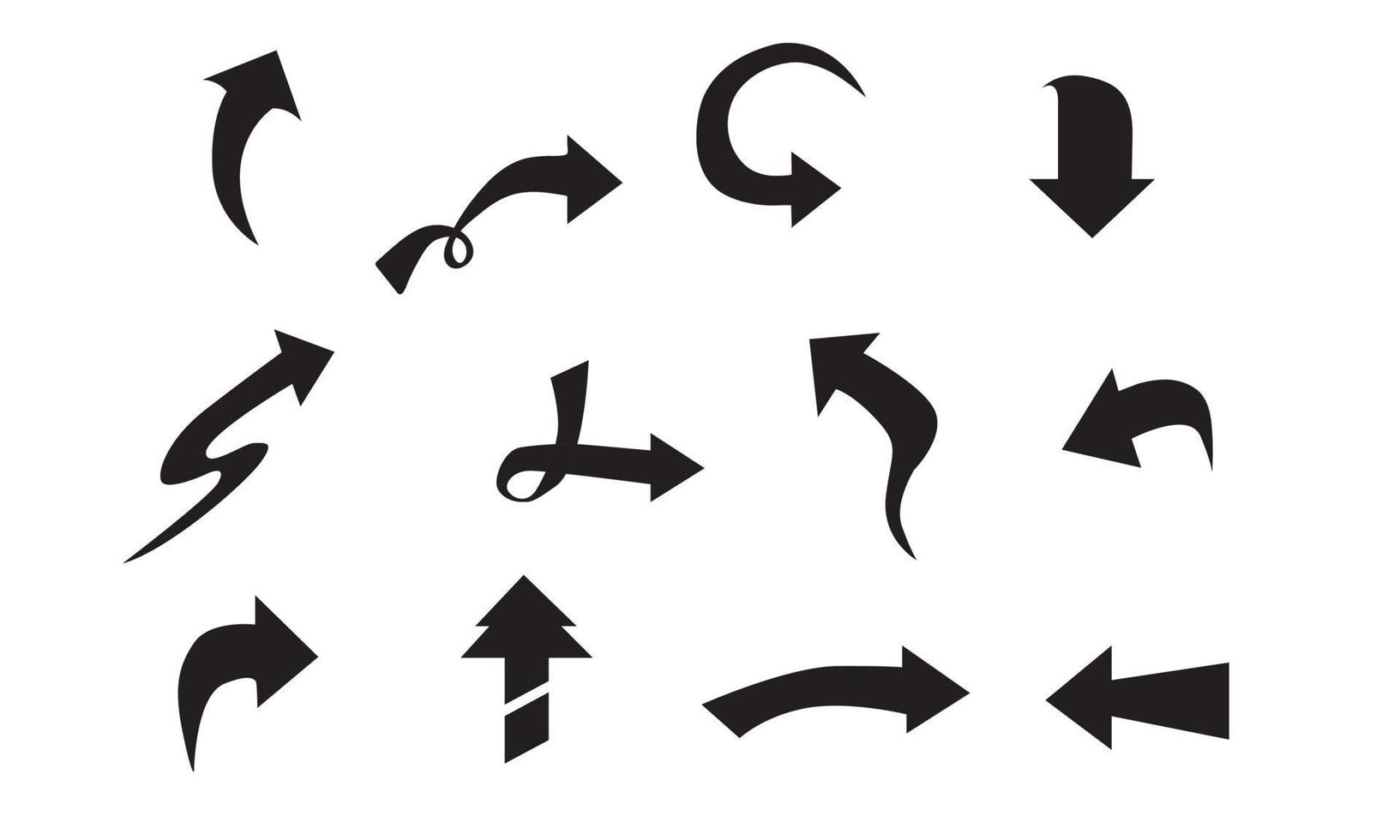 BLACK RANDOM ARROW DIRECTION SET, EITHER USED AS DIRECTIONS OR ICONS IN MEDIA vector