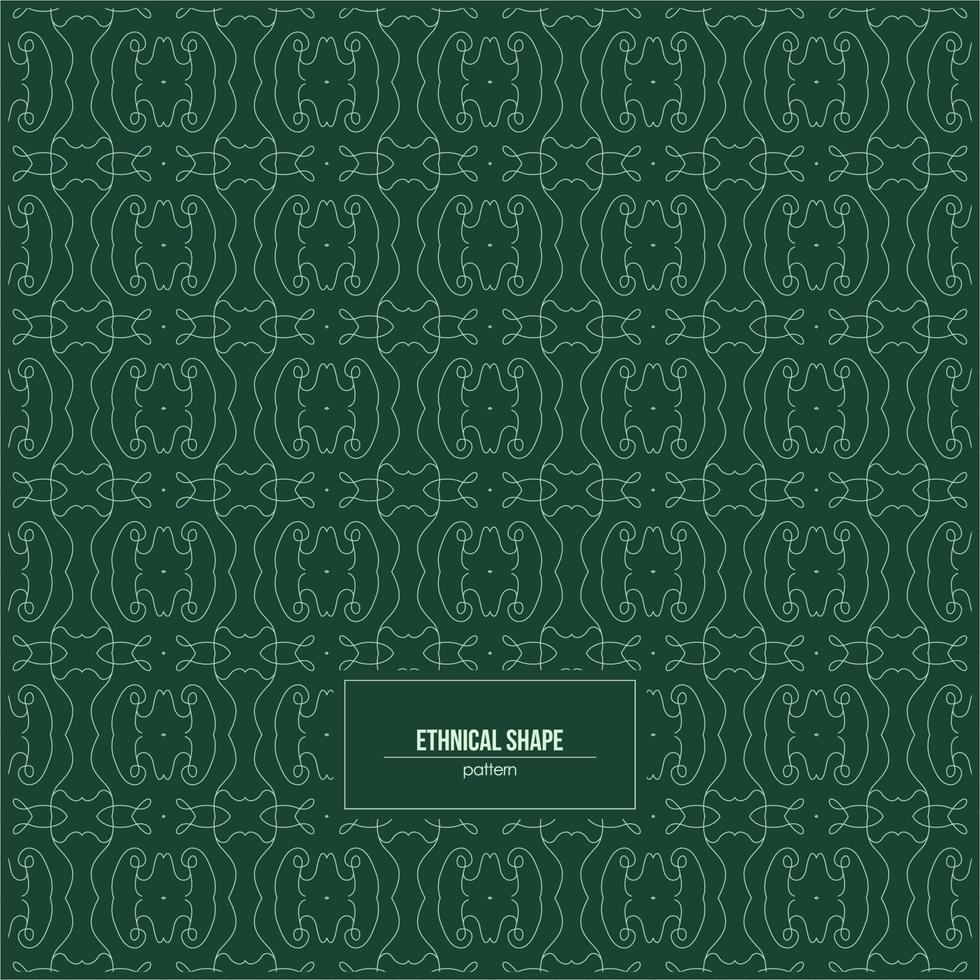 unique ethnical shape pattern with dark green background vector