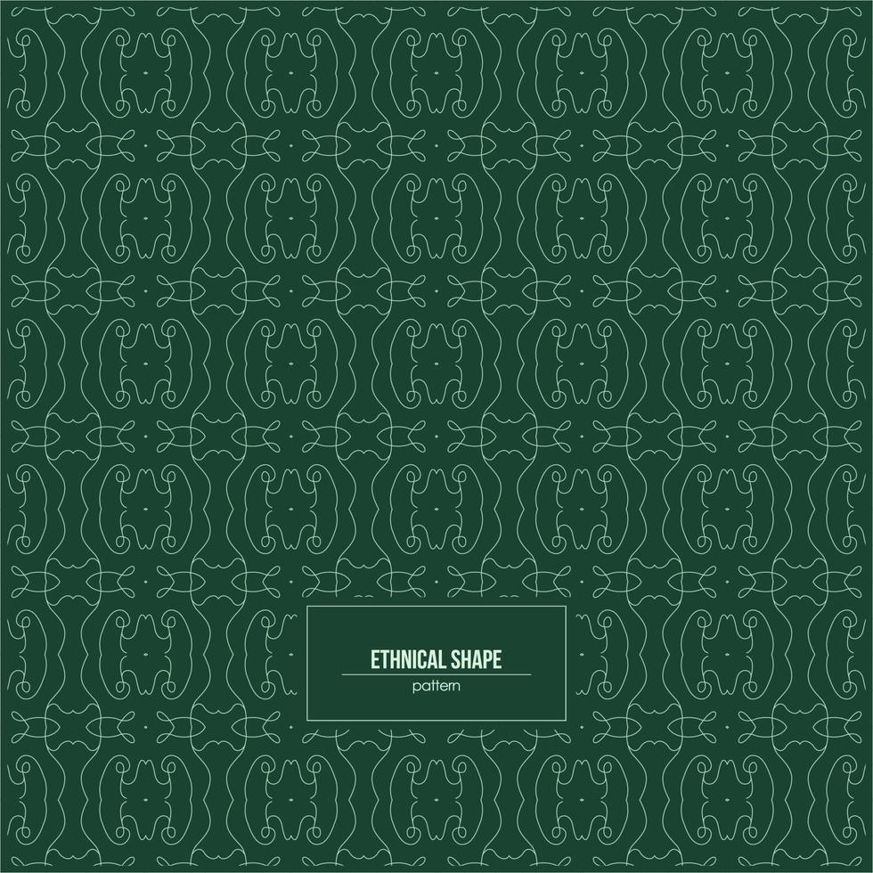 unique ethnical shape pattern with dark green background vector