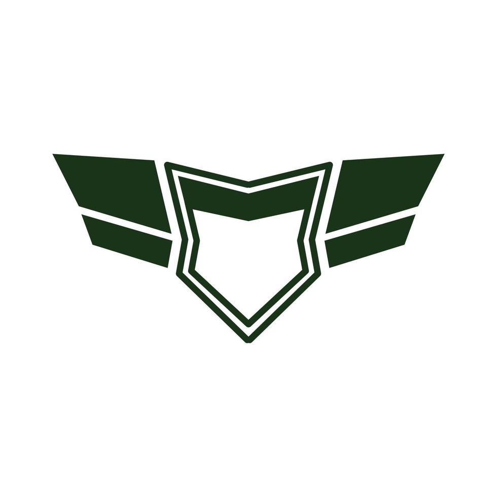 shield emblem with green wings vector