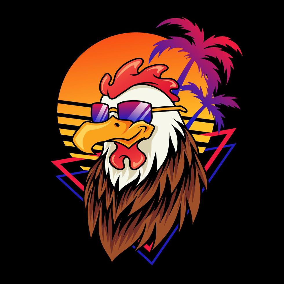 cabeza de pollo en estilo retro vector