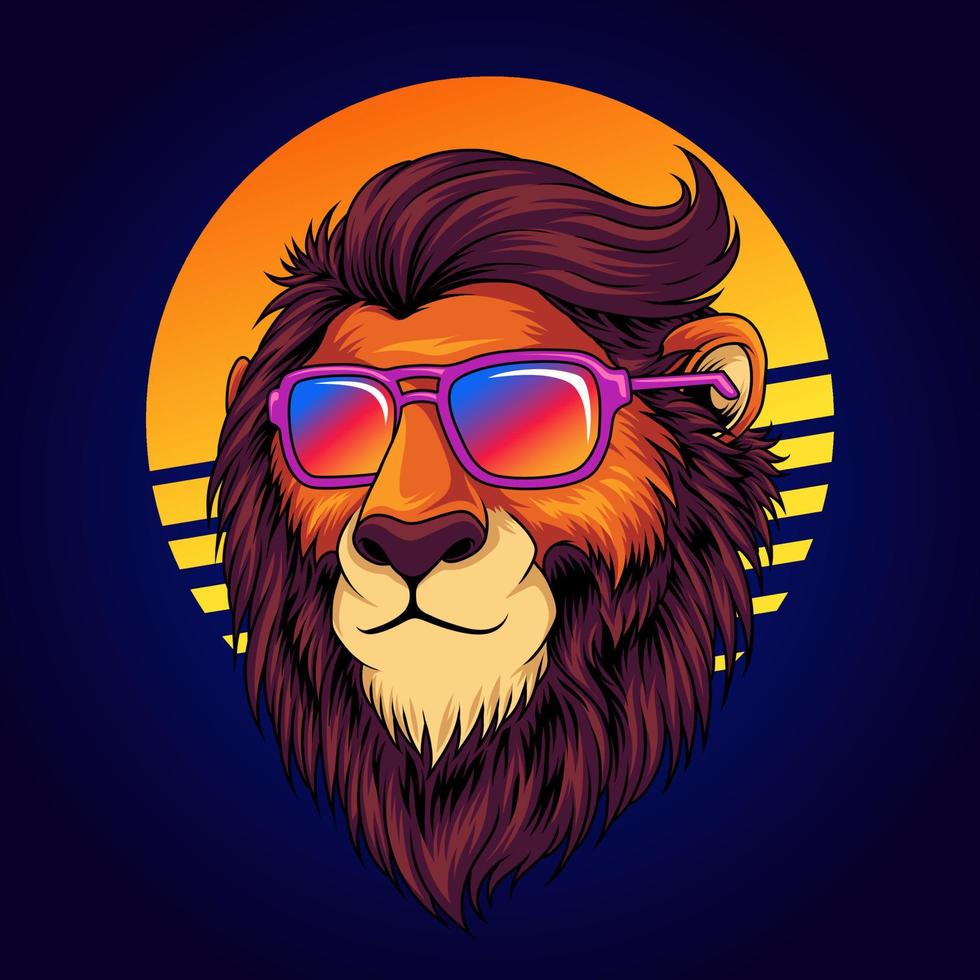 Lion head in retro style vector