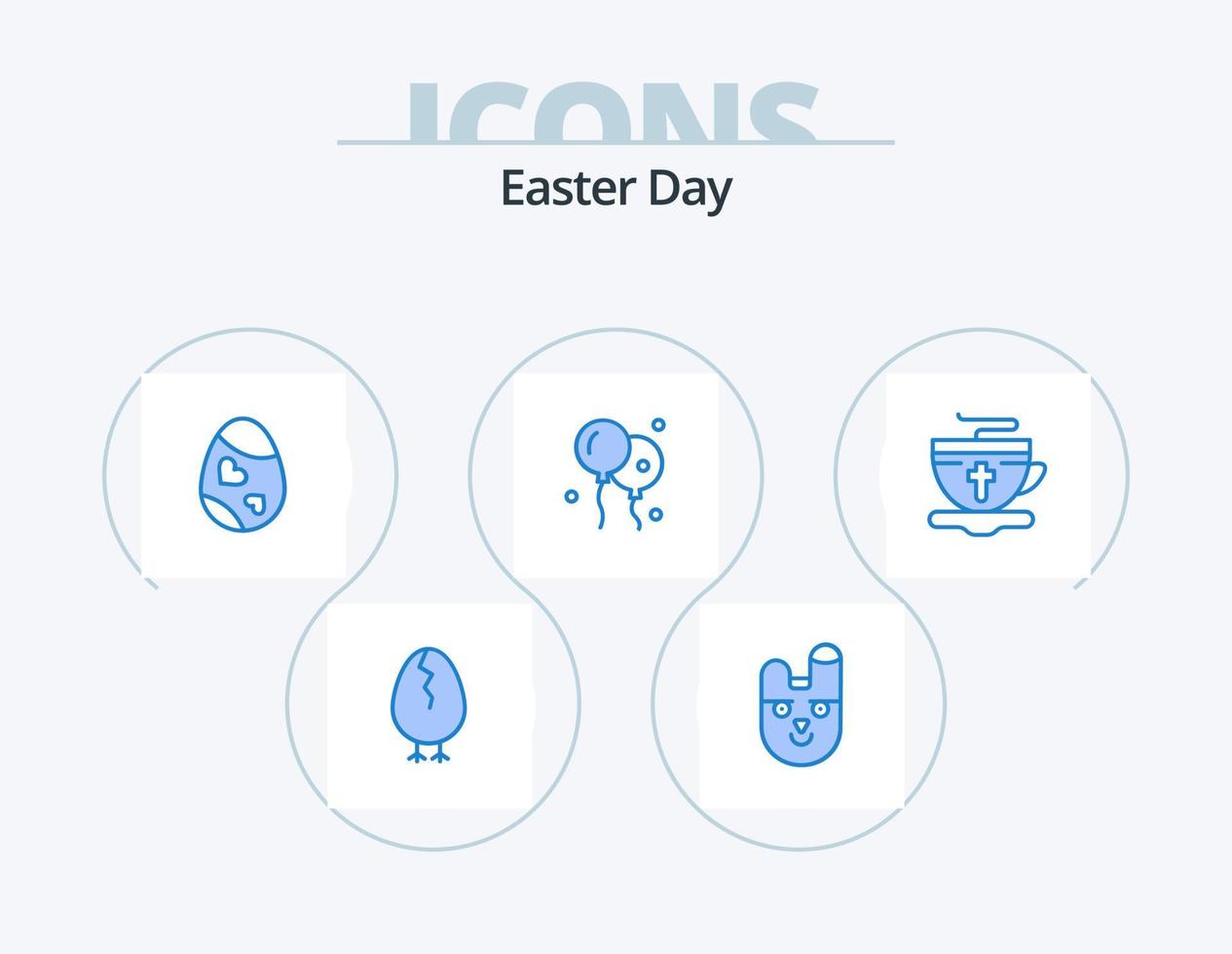 Easter Blue Icon Pack 5 Icon Design. cup. nature. bird. easter. heart vector