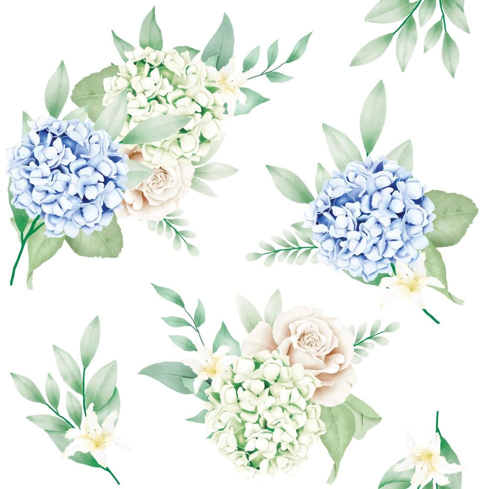 seamless pattern Floral hydrangea watercolor vector