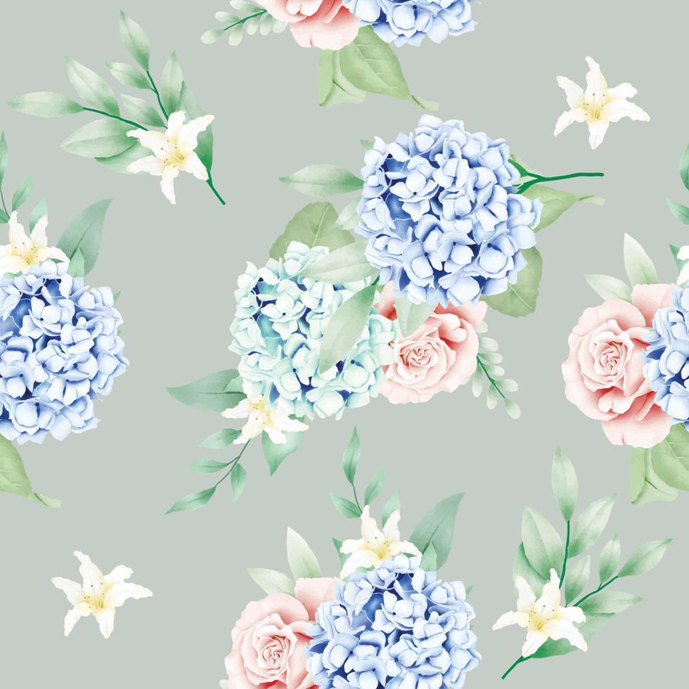 seamless pattern Floral hydrangea watercolor vector