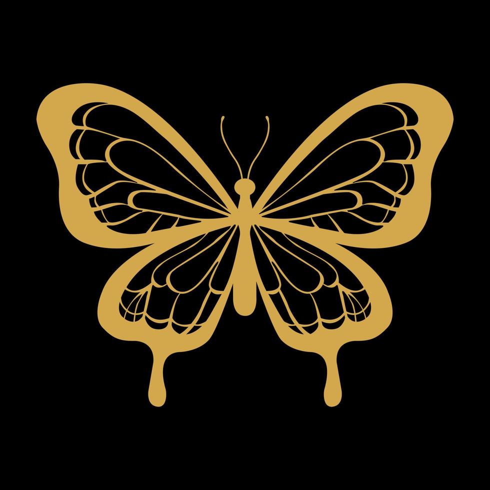 Golden Butterfly in Vector with Black Background
