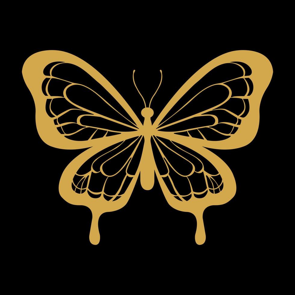 Golden Butterfly in Vector with Black Background