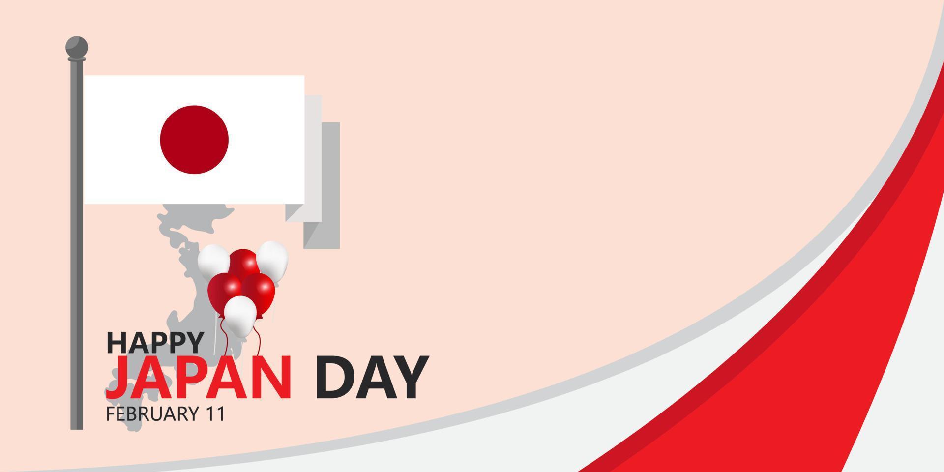 National foundation day design with famous Japanese Japan flag banner with red white. vector