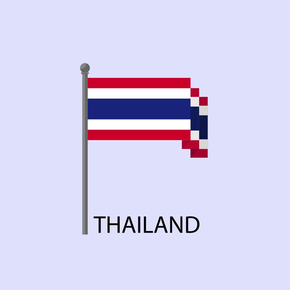 mapa de tailandia con la imagen de la bandera nacional vector