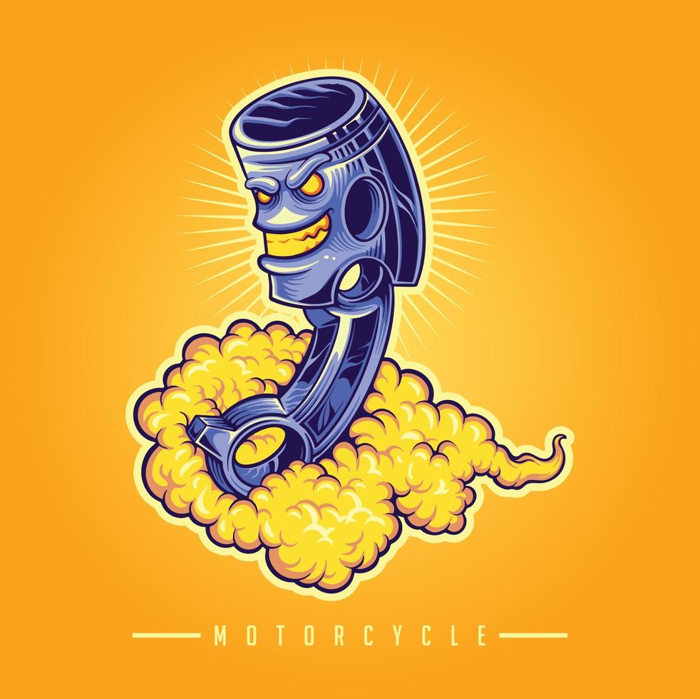 Angry racing piston with smoke effect illustration Vector for your work Logo, mascot merchandise t-shirt, stickers and Label designs, poster, greeting cards advertising business company or brands.