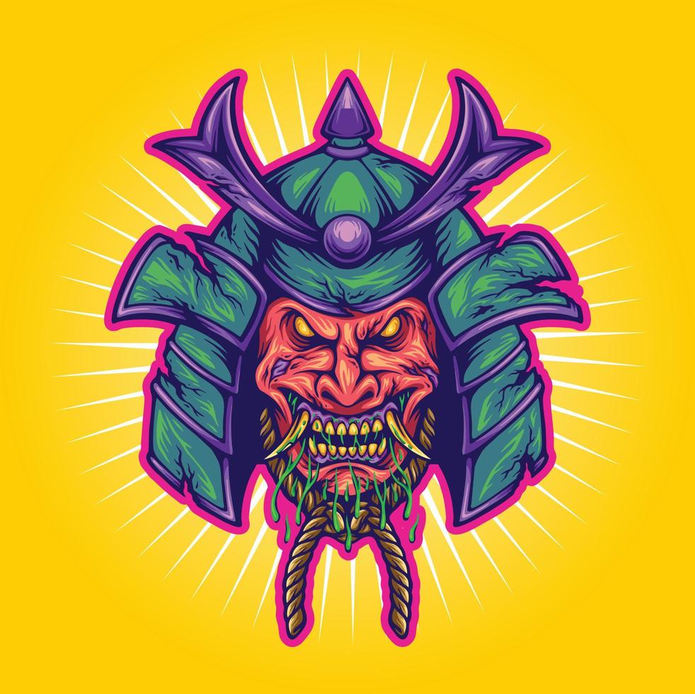 Samurai sword warrior helmet illustration Vector for your work Logo, mascot merchandise t-shirt, stickers and Label designs, poster, greeting cards advertising business company or brands.