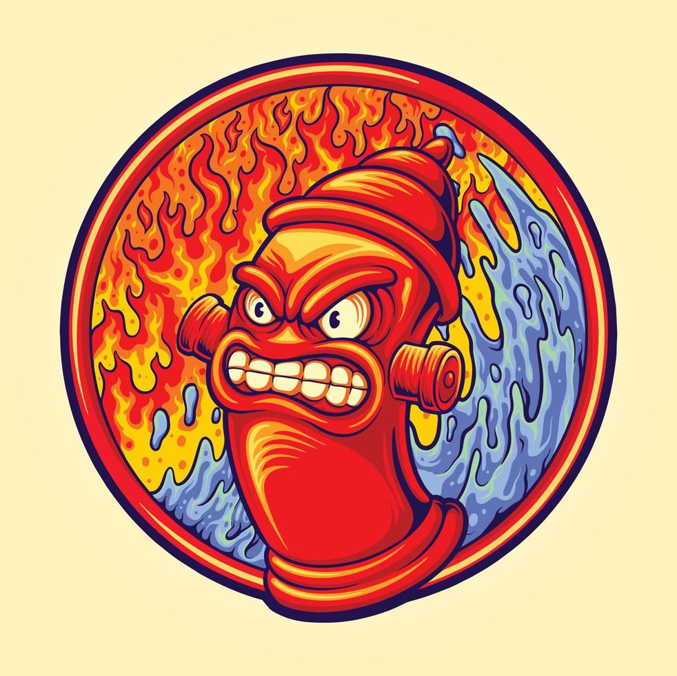 Angry red classic fire hydrant cartoon illustration Vector for your work Logo, mascot merchandise t-shirt, stickers and Label designs, poster, greeting cards advertising business company or brands.
