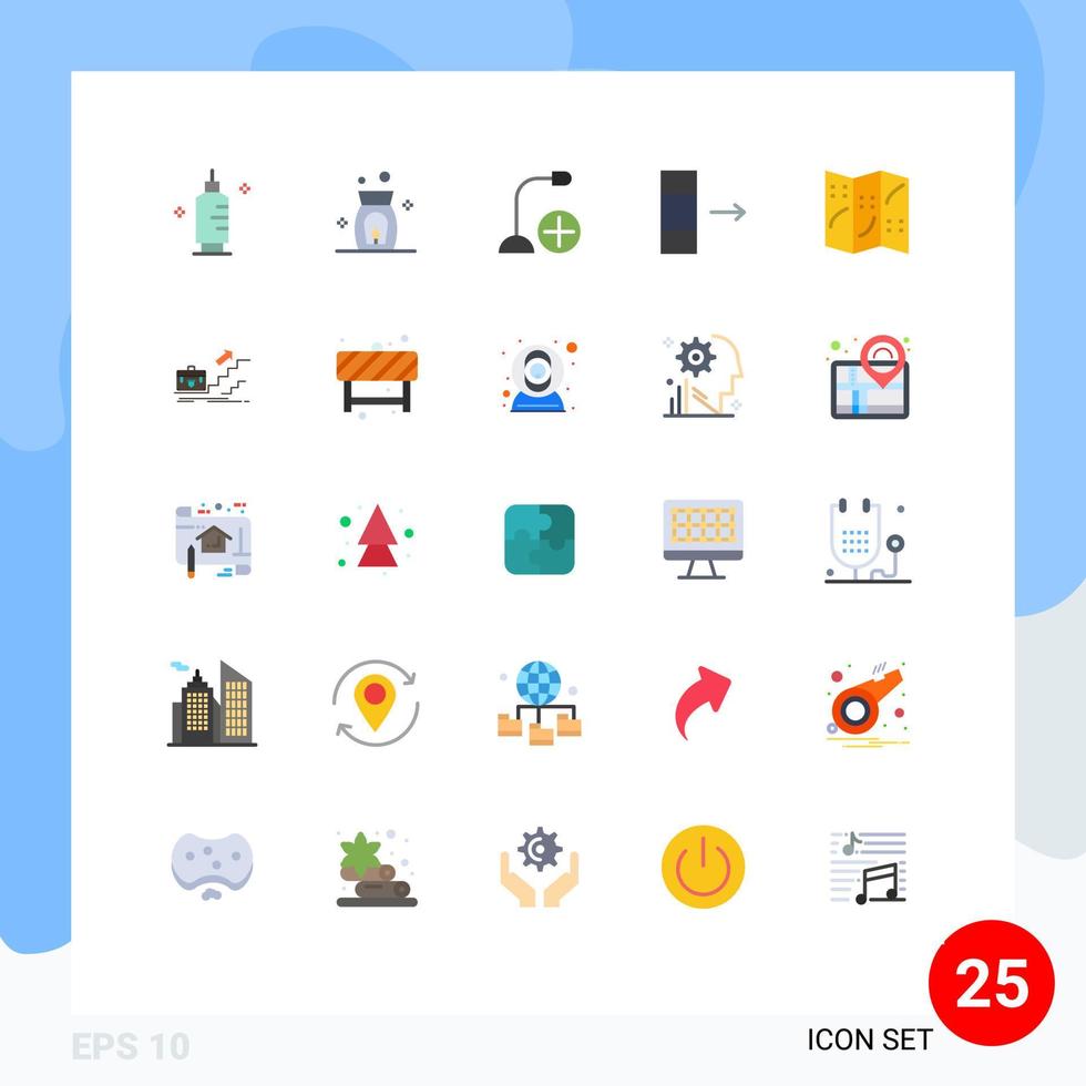 Paquete de 25 colores planos de la interfaz de usuario de signos y símbolos modernos de las computadoras del mapa de ubicación exportan elementos de diseño vectorial editables de la columna vector