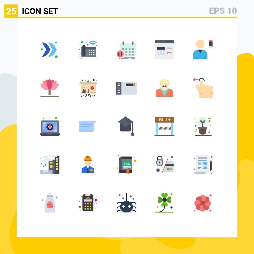 Pack of 25 Modern Flat Colors Signs and Symbols for Web Print Media such as development coding schedule browser event Editable Vector Design Elements