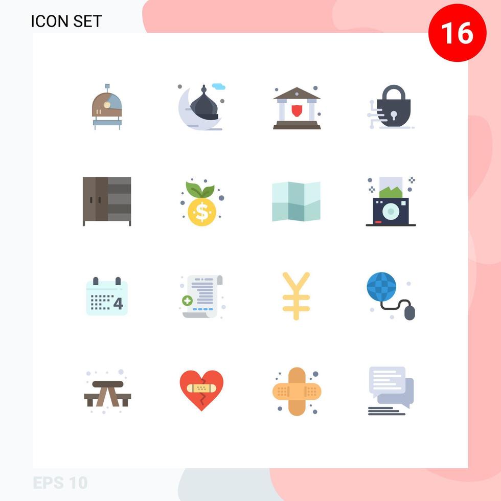 16 Creative Icons Modern Signs and Symbols of wardrobe furniture bank technology digital Editable Pack of Creative Vector Design Elements