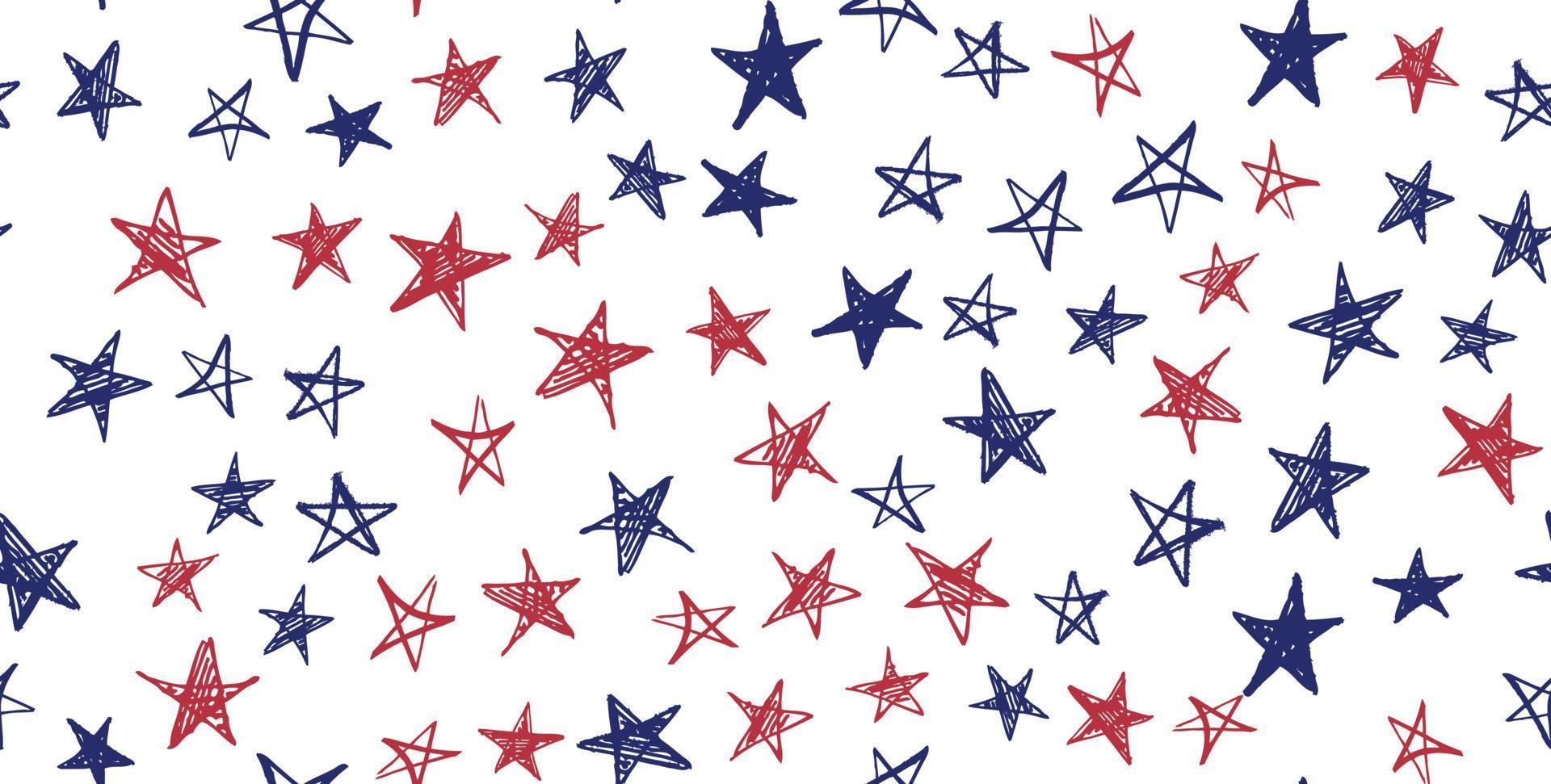 Independence Day USA. Presidents day. Hand drawn illustration. Stars grunge. vector