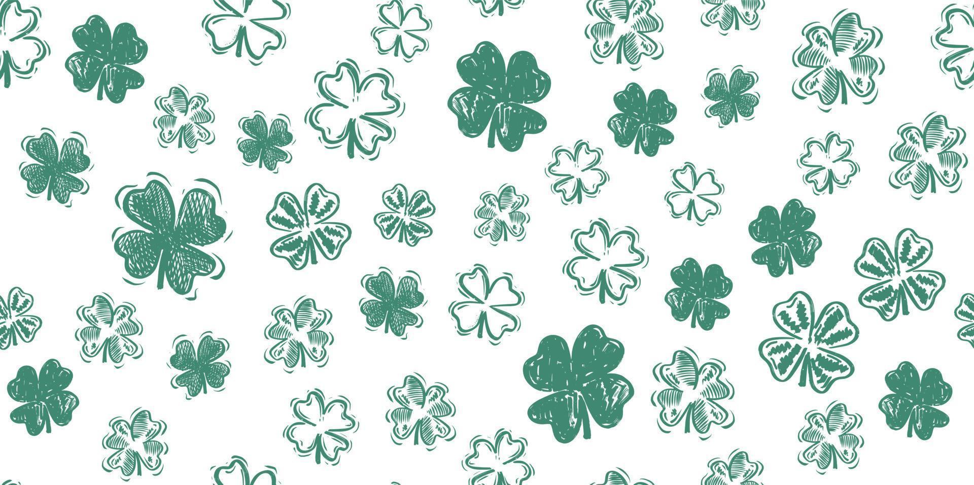 Saint Patricks Day, festive background with flying clover. vector