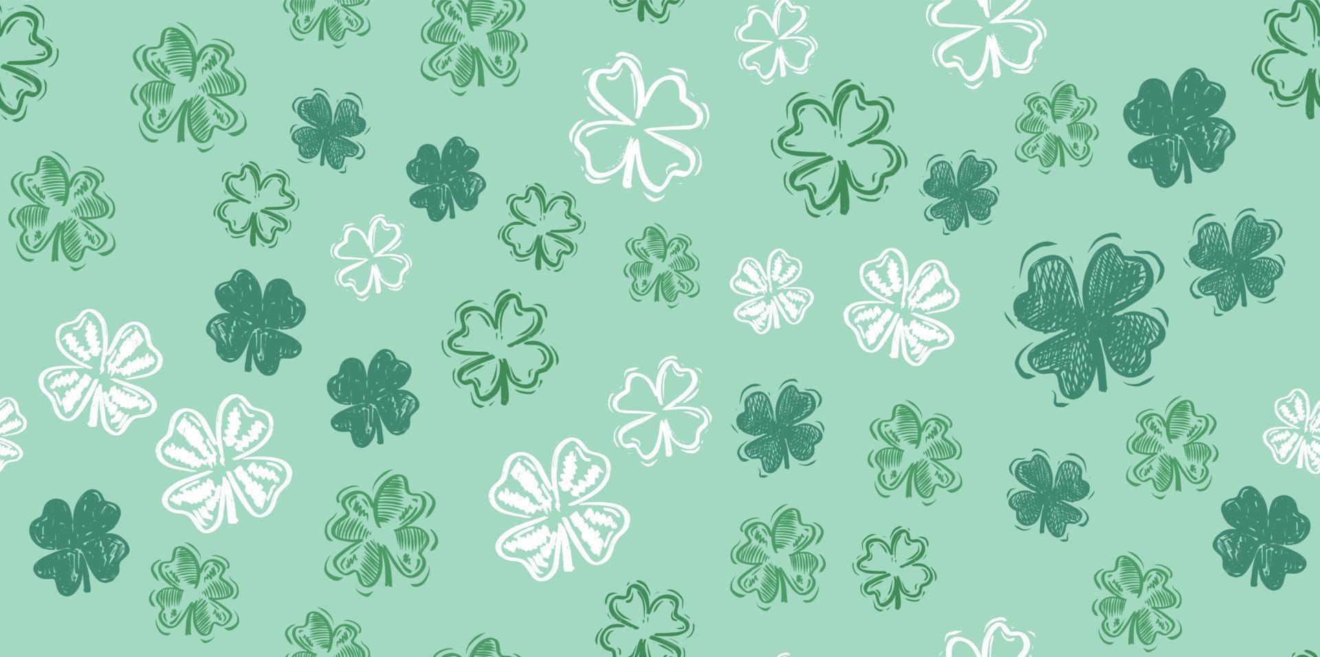 Saint Patricks Day, festive background with flying clover. vector