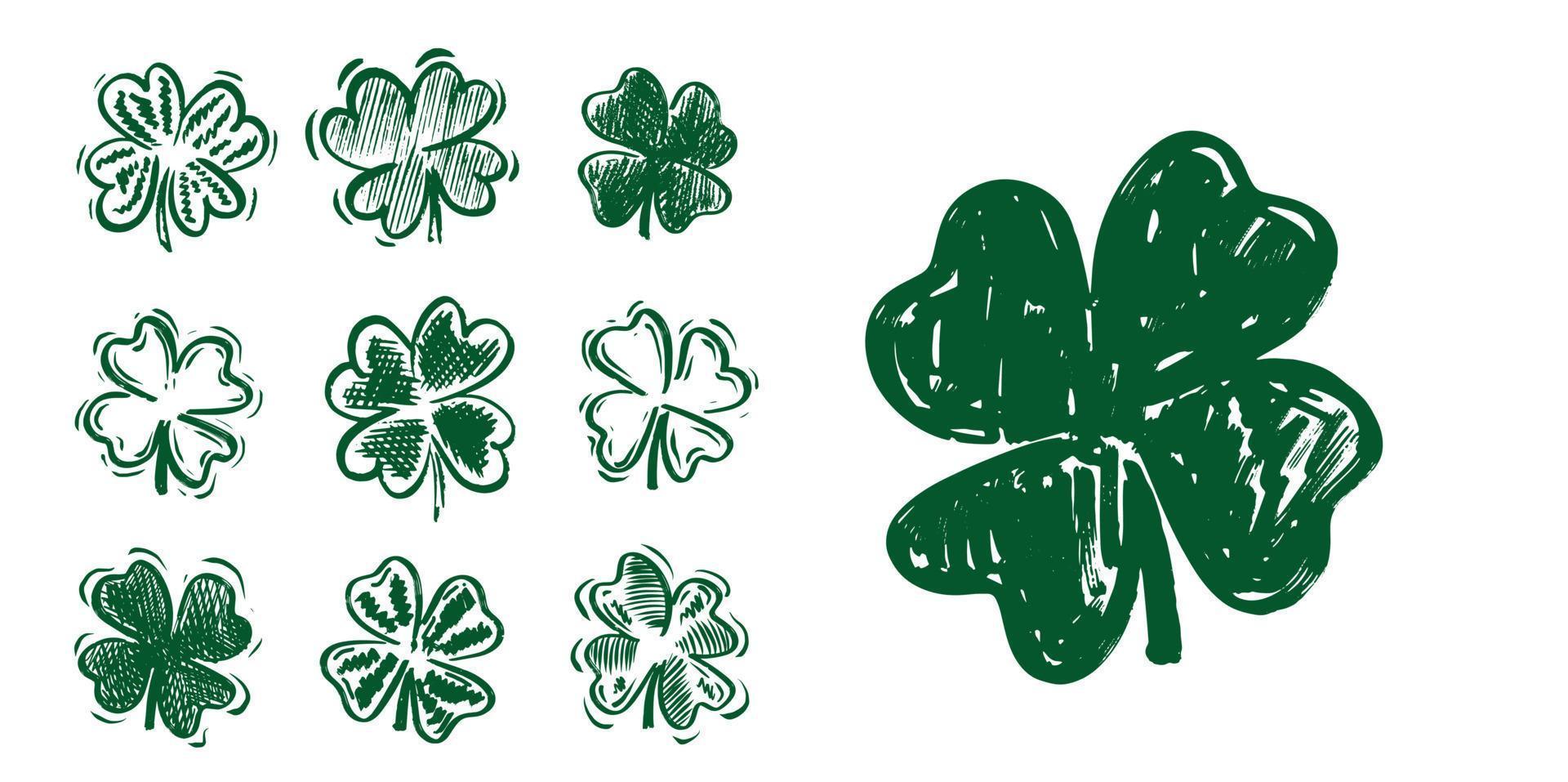 St. Patrick's Day. Retro Style Emblems leaf clover. vector