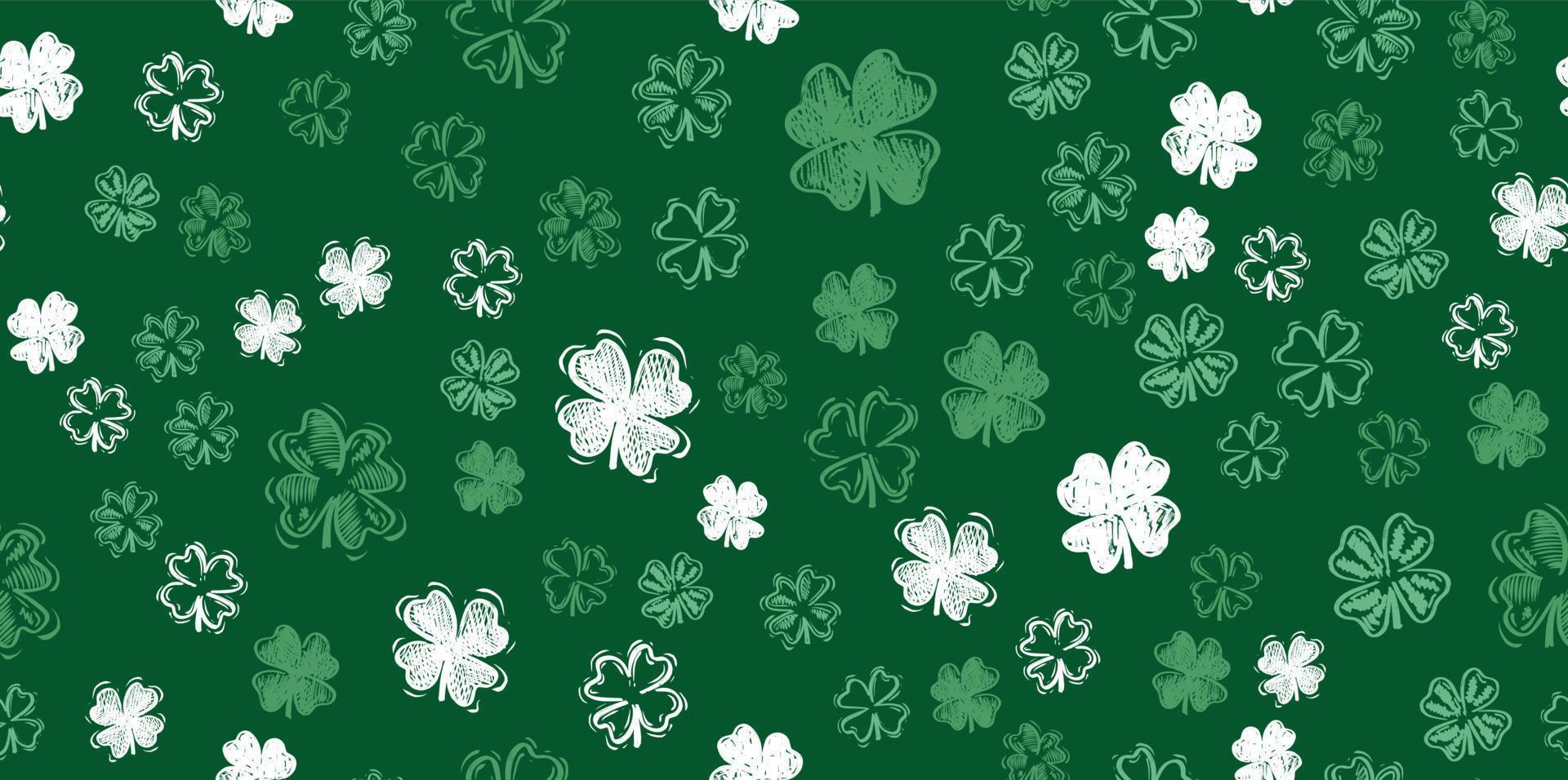 Saint Patricks Day, festive background with flying clover. vector