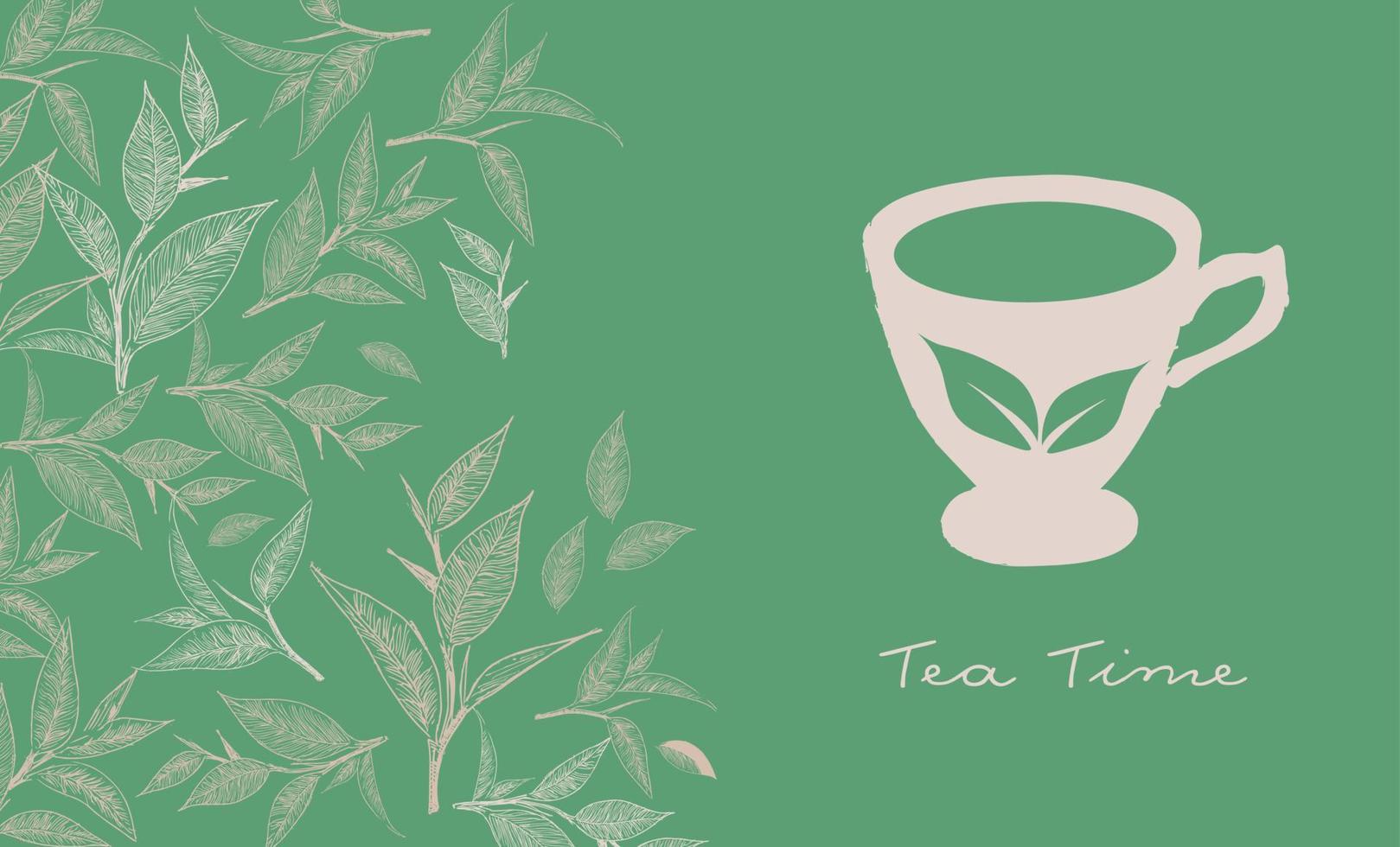 la hora del té. dibujado a mano una taza de té. vector