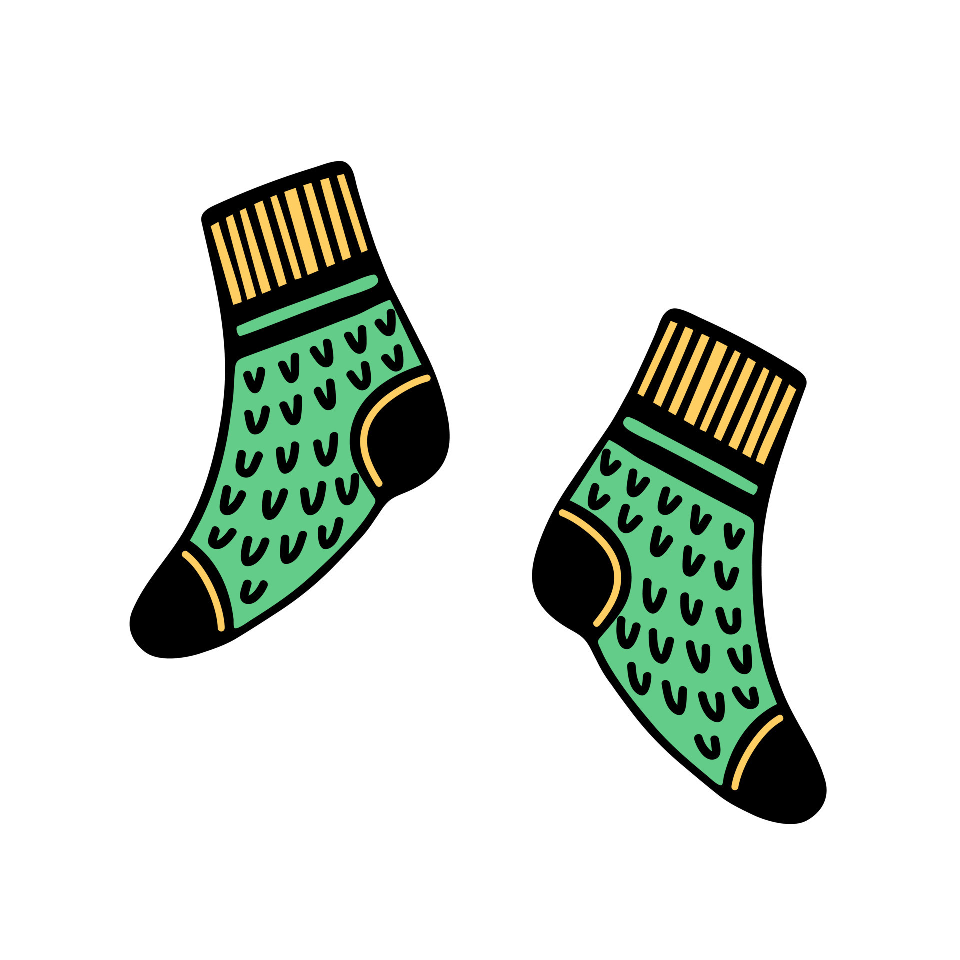 par-de-calcetines-verdes-de-punto-icono-de-vector-sencillo-garabato