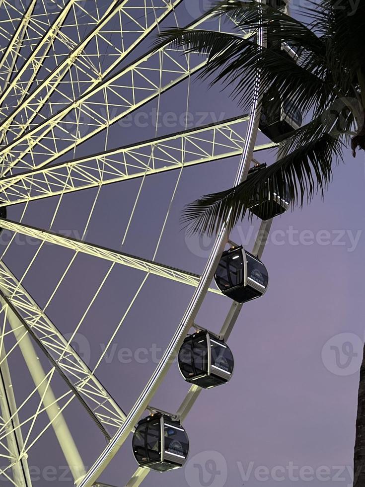 Ferris wheel in the park at the Downtown Miami at sunset photo