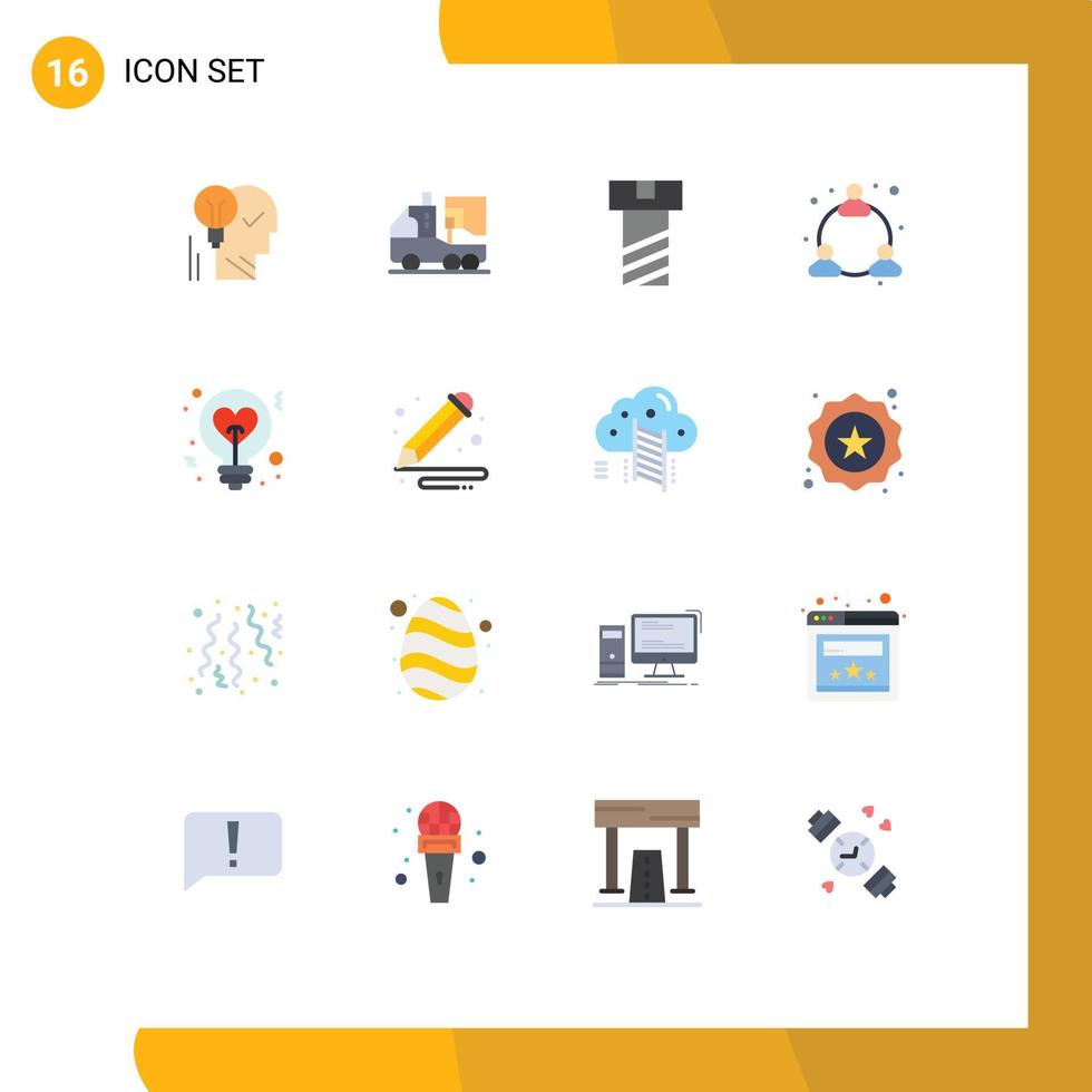Modern Set of 16 Flat Colors Pictograph of network web artificial nut life Editable Pack of Creative Vector Design Elements
