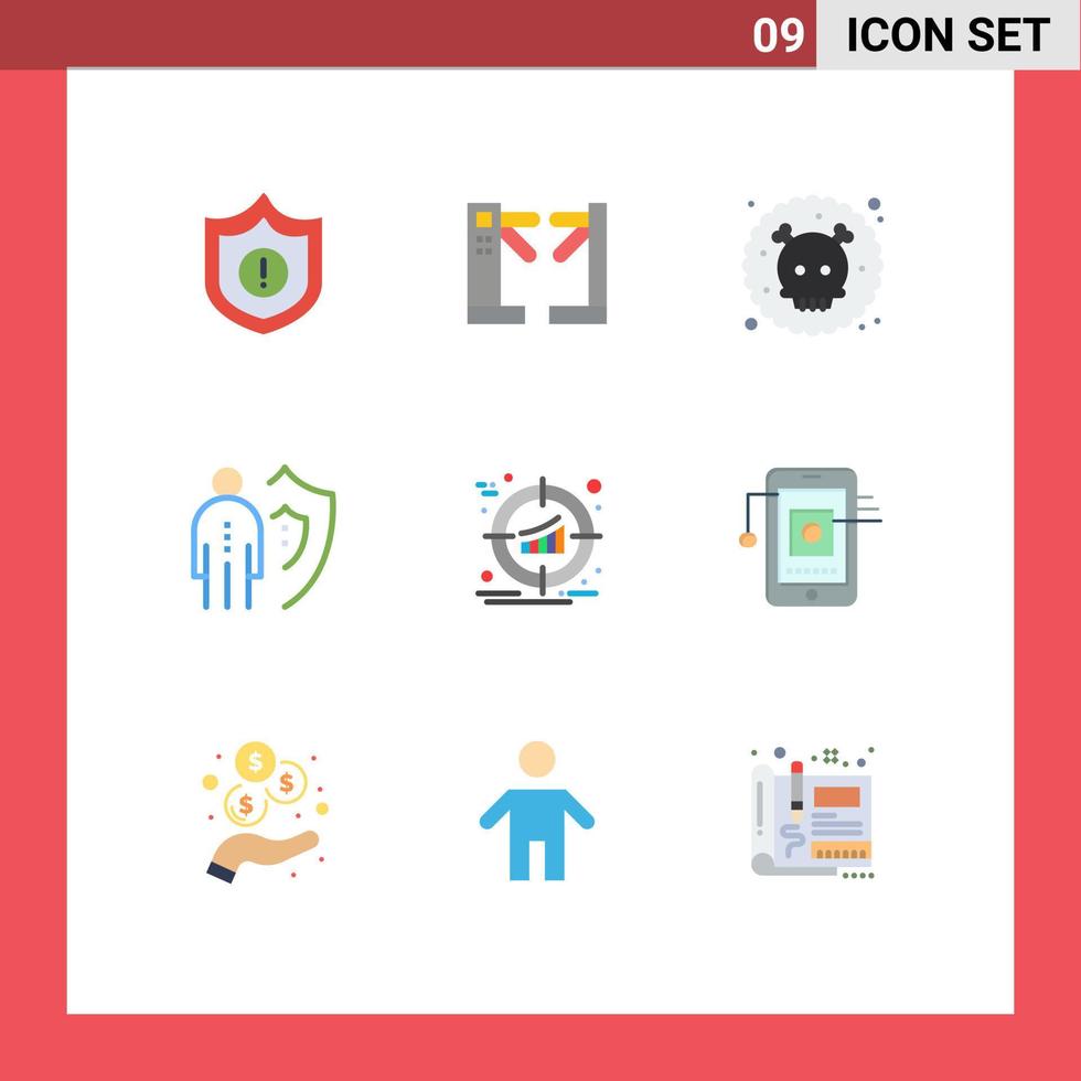 Pack of 9 Modern Flat Colors Signs and Symbols for Web Print Media such as management protection poisonous person job Editable Vector Design Elements