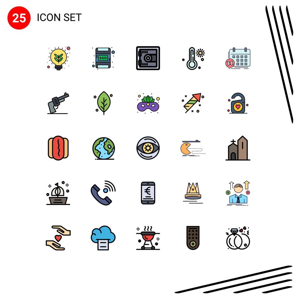 25 Creative Icons Modern Signs and Symbols of event timetable lock classes weather Editable Vector Design Elements