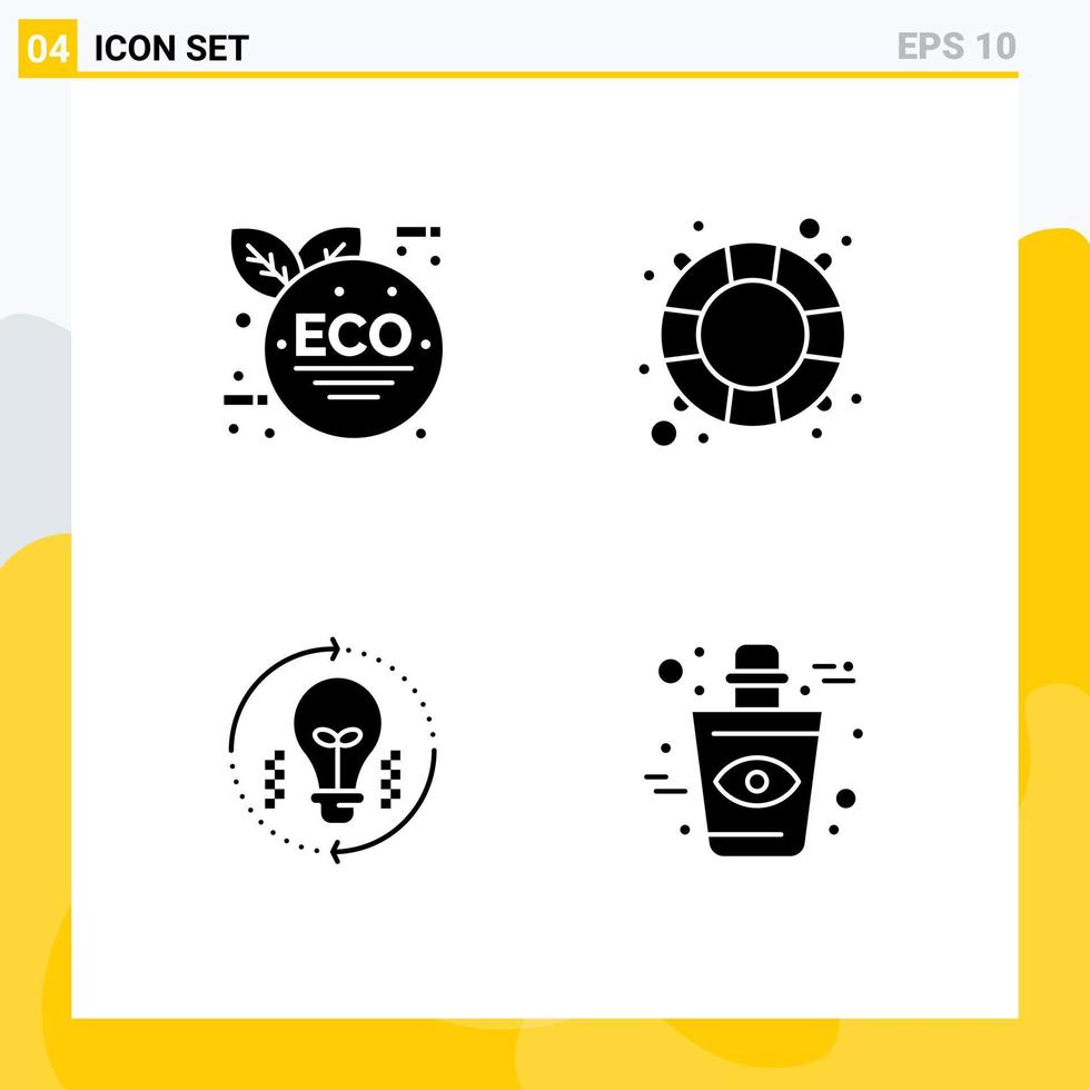 User Interface Solid Glyph Pack of modern Signs and Symbols of eco green light rescue water refresh Editable Vector Design Elements