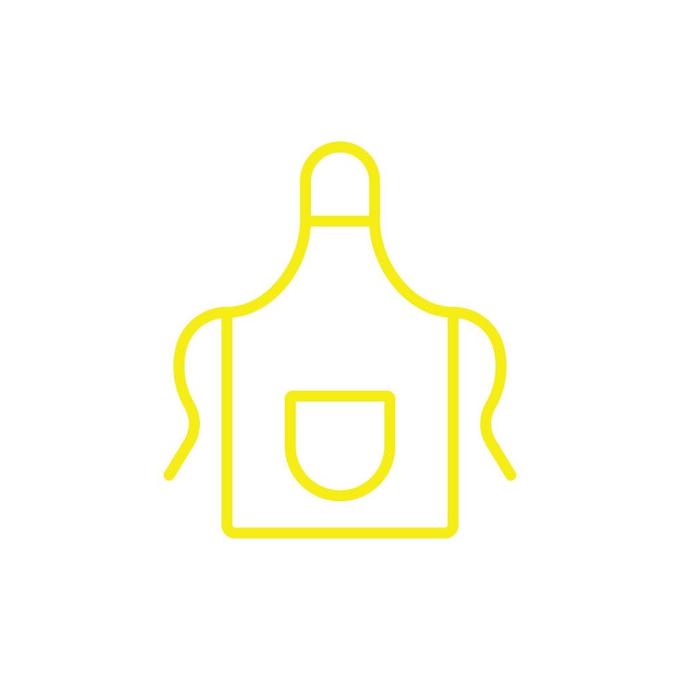 eps10 yellow vector apron or cooking uniform line icon or logo isolated on white background. Kitchen apron garment symbol in a simple flat trendy modern style for your website design, and mobile app