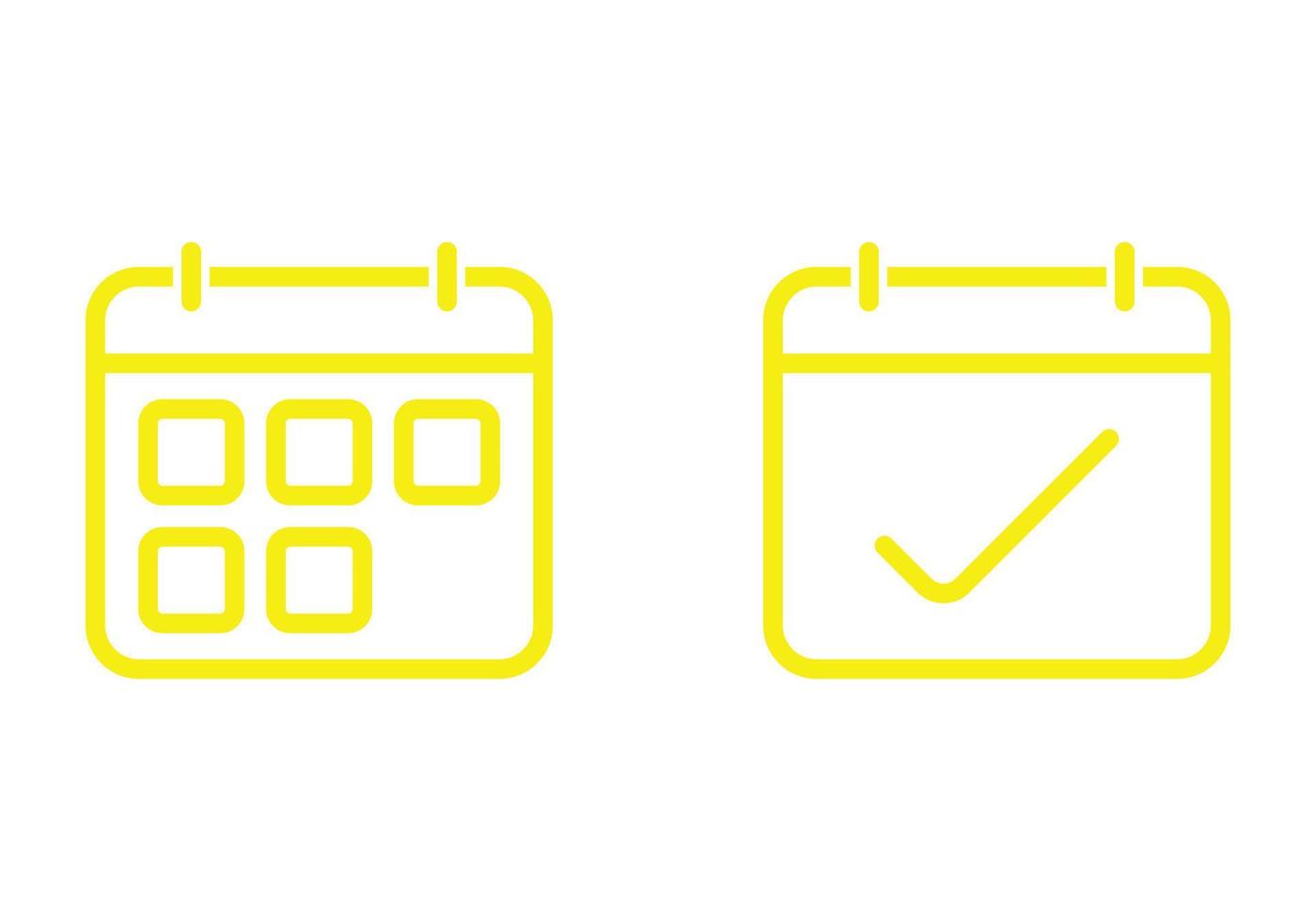 eps10 calendario vectorial amarillo, icono de arte de línea de programación o logotipo aislado en fondo blanco. símbolo de esquema de fecha o planificador en un estilo moderno y plano simple para el diseño de su sitio web y aplicación móvil vector