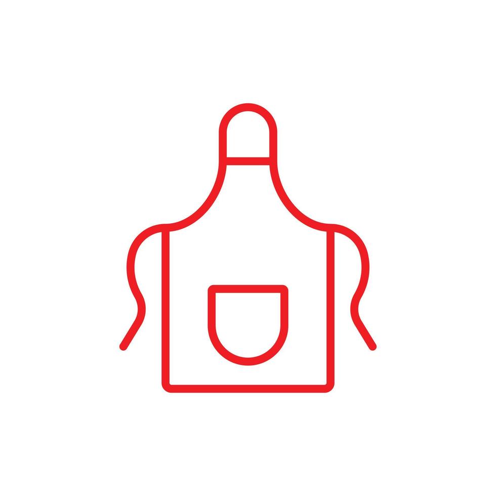 eps10 red vector apron or cooking uniform line icon or logo isolated on white background. Kitchen apron garment symbol in a simple flat trendy modern style for your website design, and mobile app