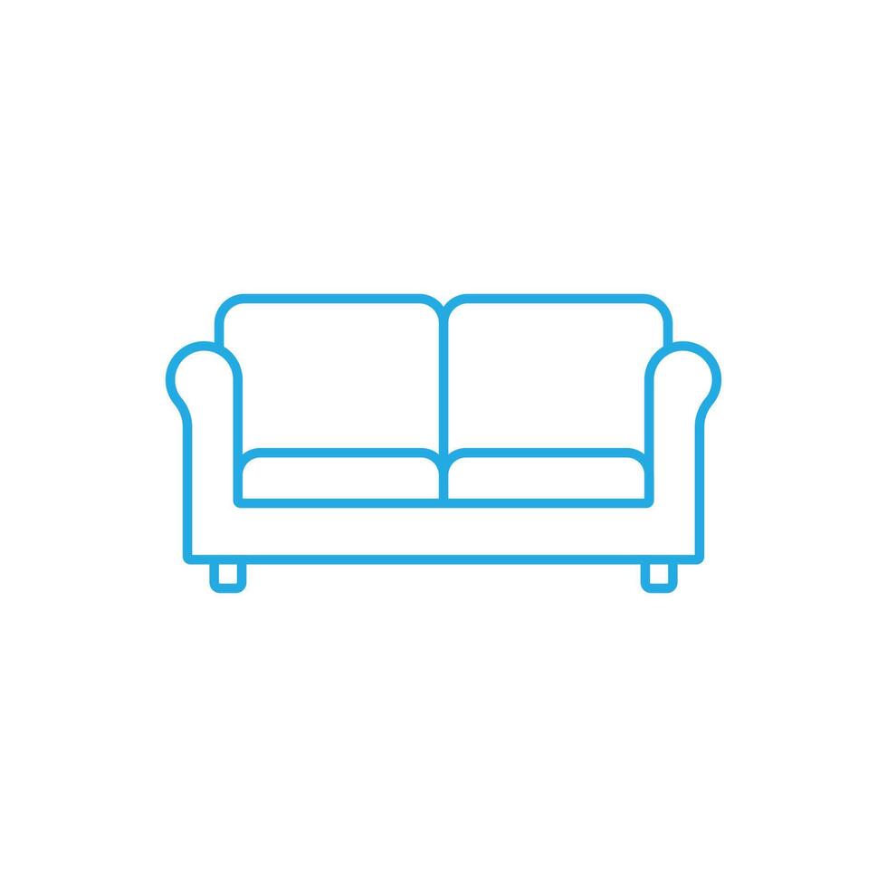 eps10 blue vector line art sofa abstract icon or logo isolated on white background. Living room furniture outline symbol in a simple flat trendy modern style for your website design, and mobile app